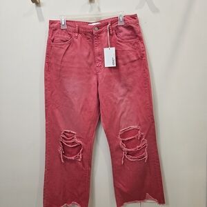 Vervet Hot Pink Crop Flare Jeans